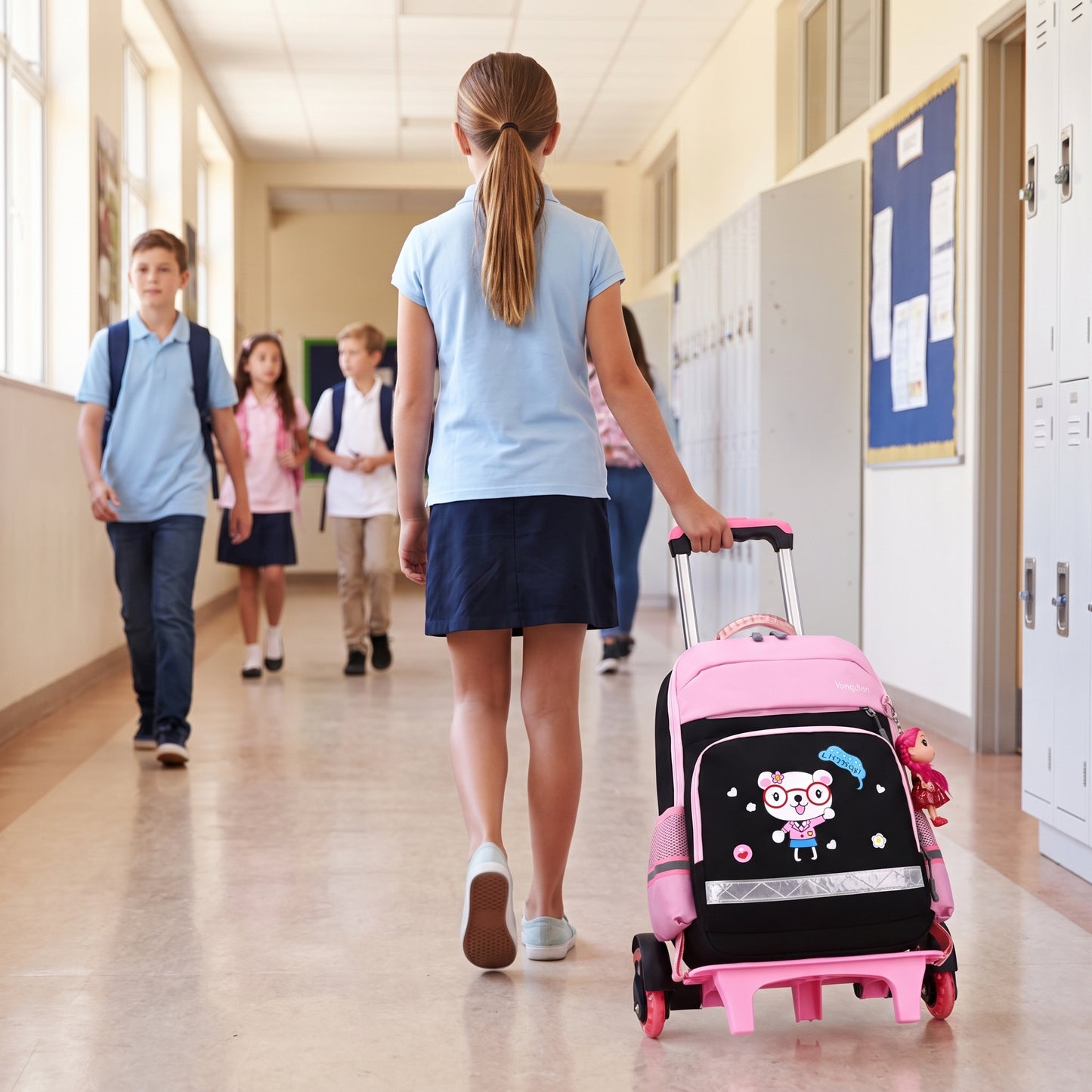 School Bag Childrens Rolling Backpack Wheeled Detachable - hero