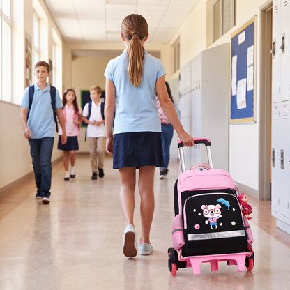 School Bag Childrens Rolling Backpack Wheeled Detachable - hero