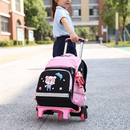 School Bag Childrens Rolling Backpack Wheeled Detachable - hero