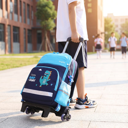 School Bag Childrens Rolling Backpack Wheeled Detachable - in-use