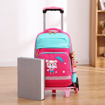 School Bag Childrens Rolling Backpack Wheeled Detachable - scale