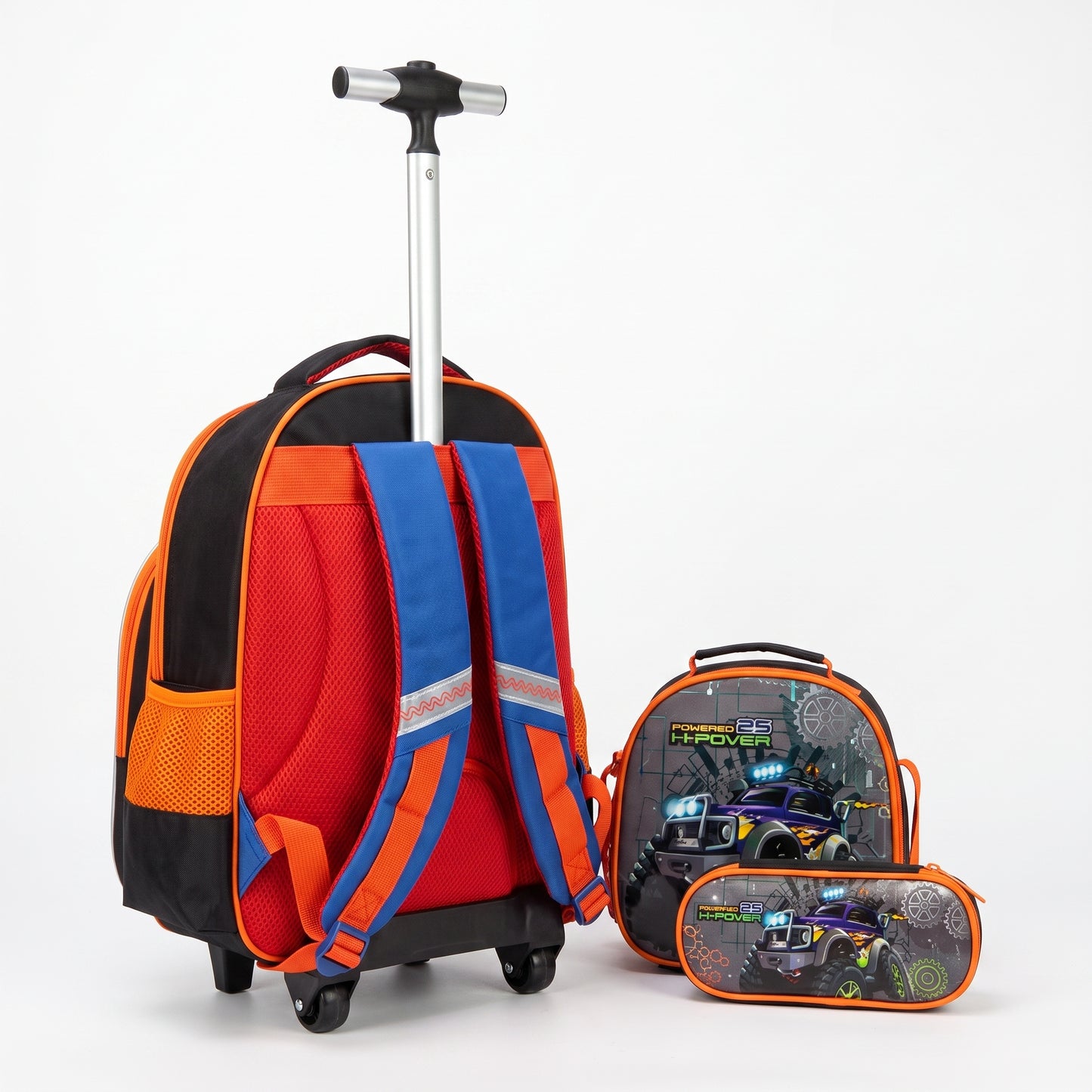 School Bag Childrens Rolling Backpack Cartoon Set - angle