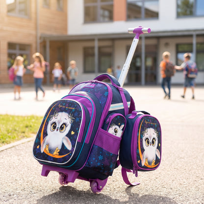 School Bag Childrens Rolling Backpack Cartoon Set - hero