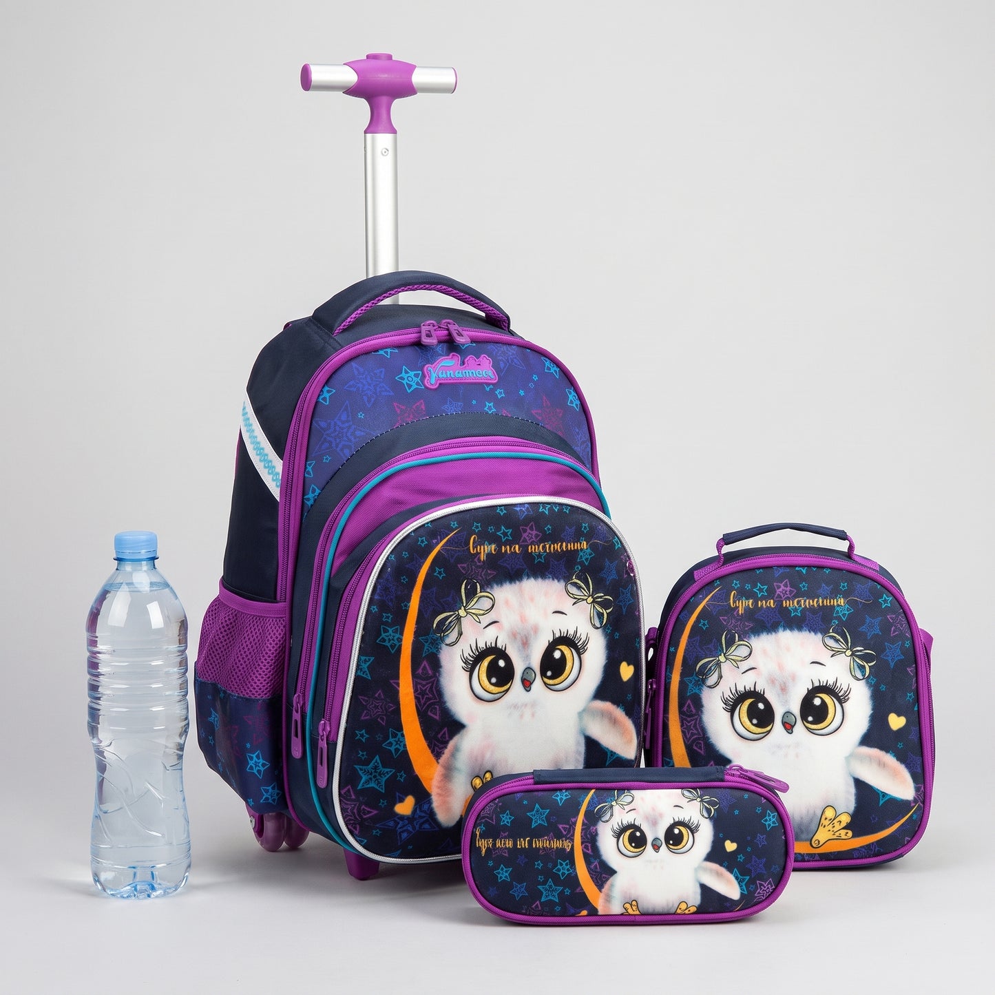 School Bag Childrens Rolling Backpack Cartoon Set - scale