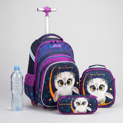School Bag Childrens Rolling Backpack Cartoon Set - scale