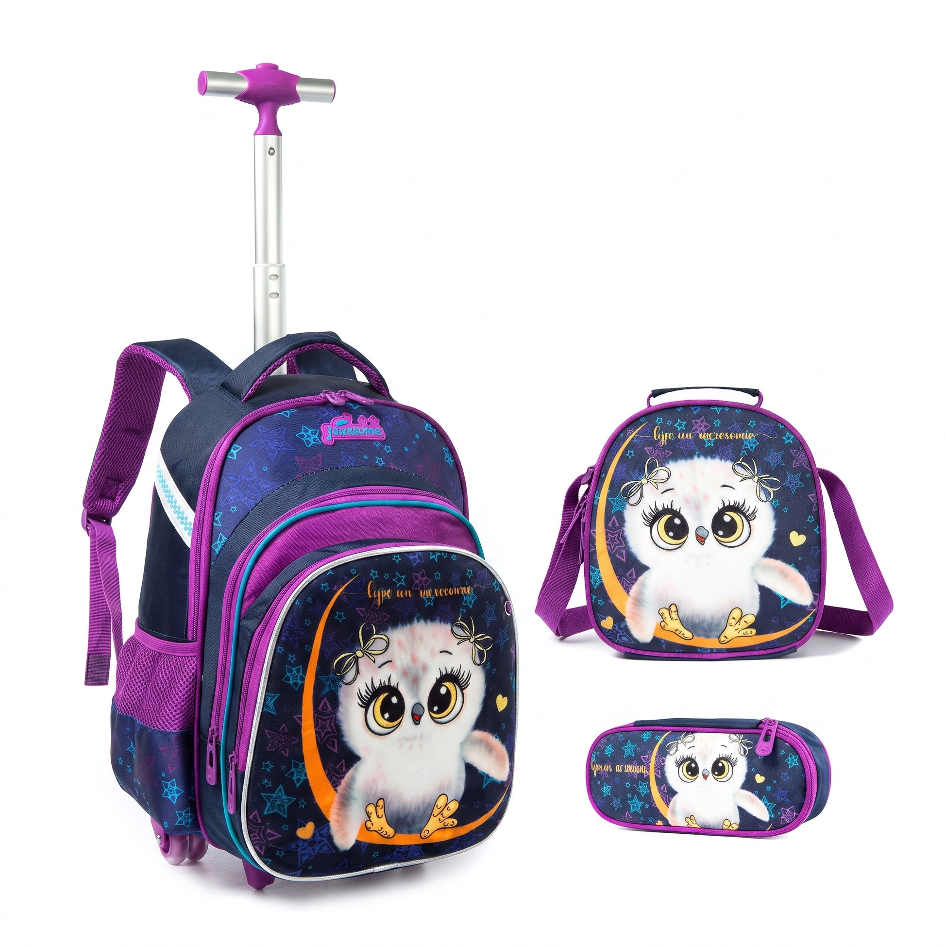 School Bag Childrens Rolling Backpack Cartoon Set - studio