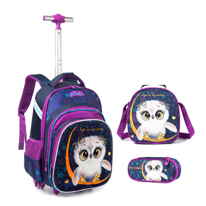 School Bag Childrens Rolling Backpack Cartoon Set - Image 1