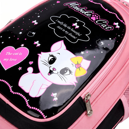 School Bag Cat Print Backpack Lunch Pencil Cases kpop girls - detail