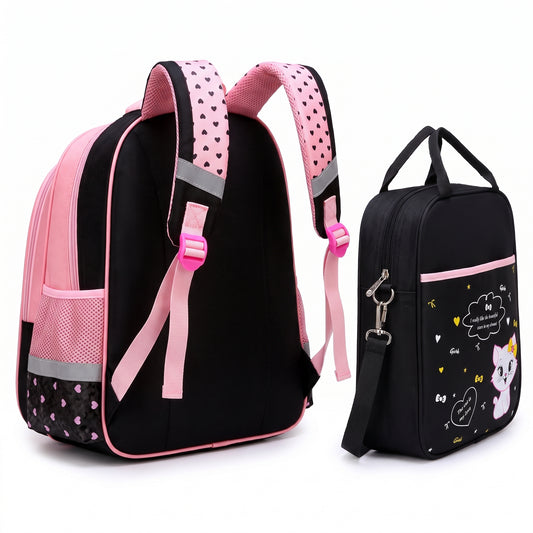 Kids Backpack Childrens School Bag kpop girls Cat Set - angle