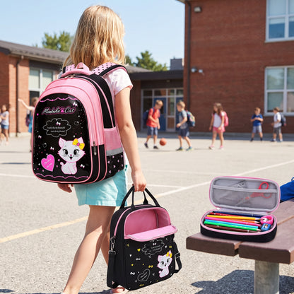 Kids Backpack Childrens School Bag kpop girls Cat Set - hero