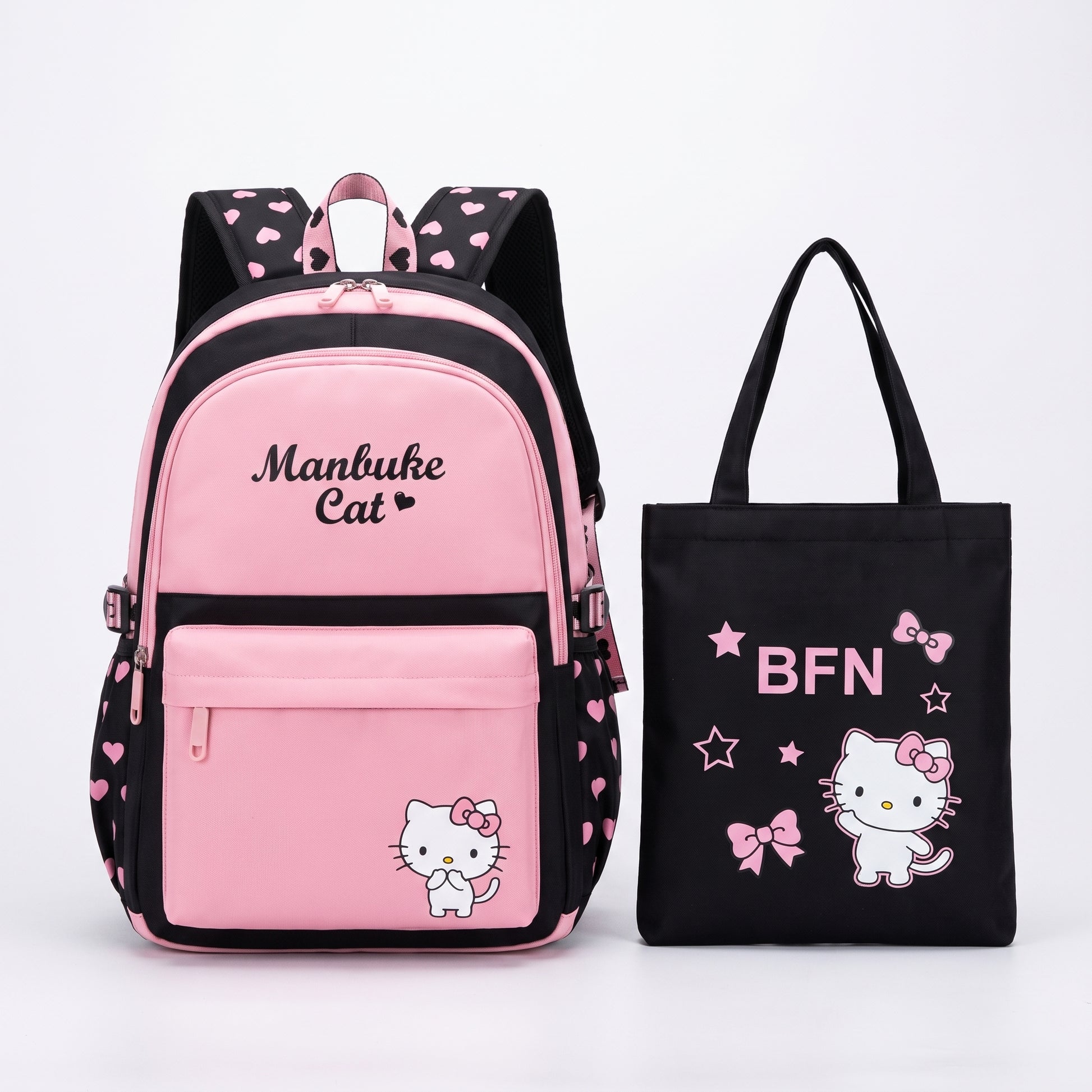 Kids Backpack Childrens School Bag kpop girls Cat Set - studio