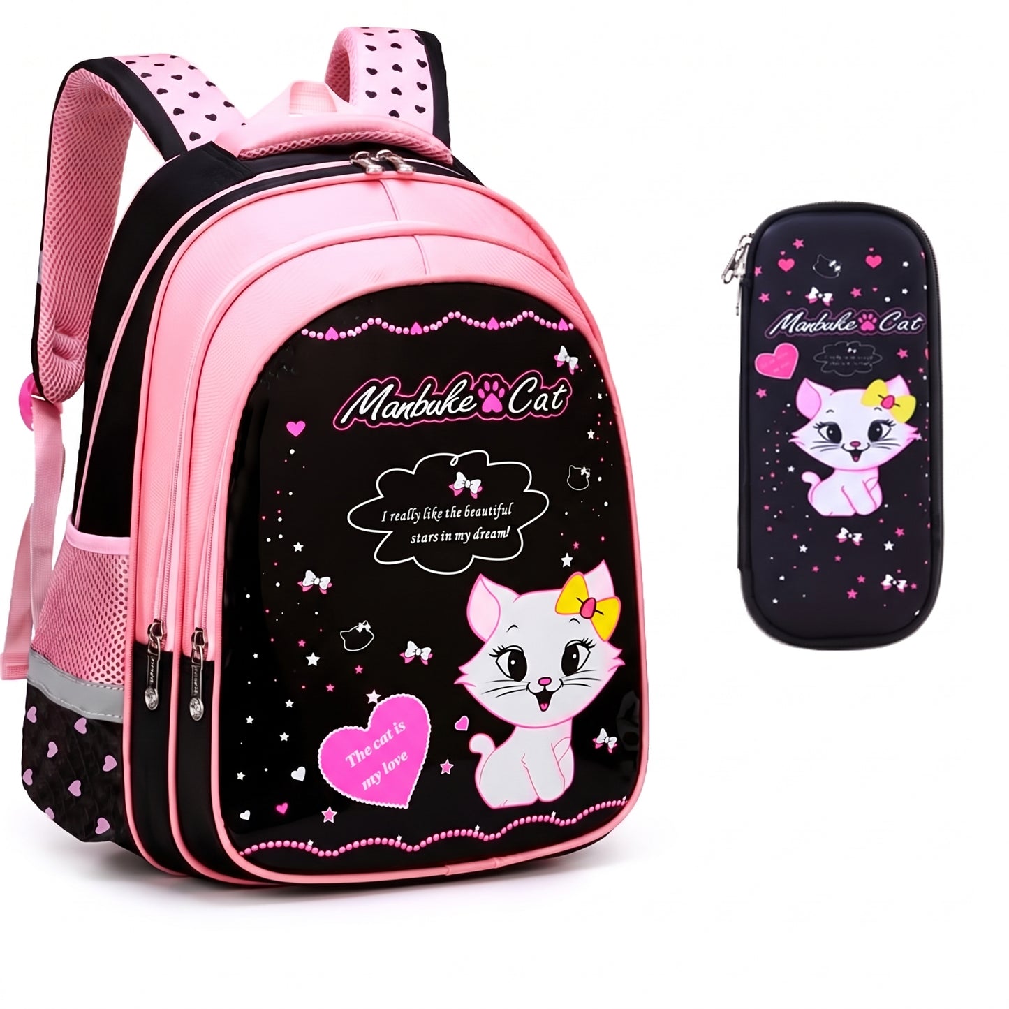 Kids Backpack Childrens School Bag kpop girls Cat Set - Image 8
