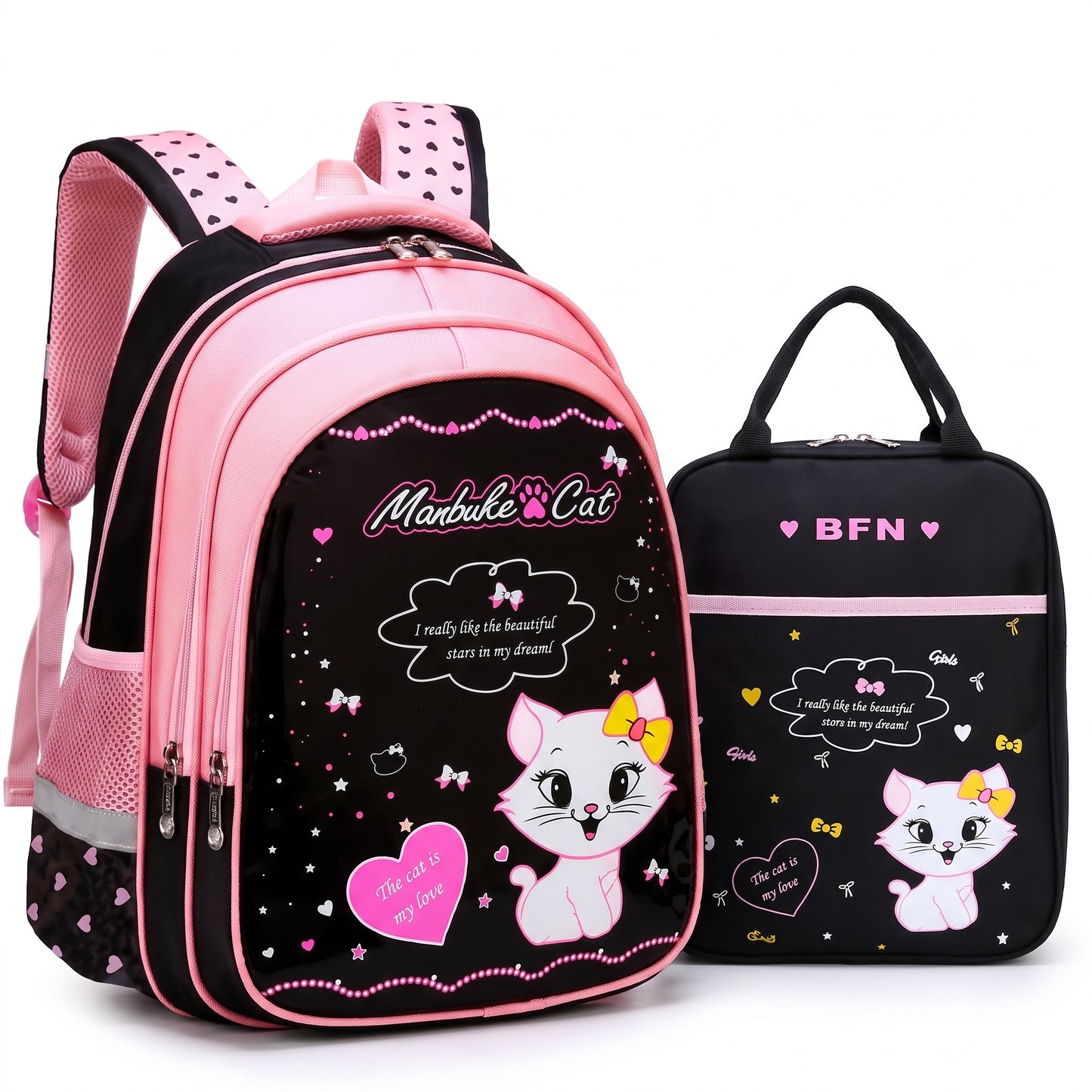 Kids Backpack Childrens School Bag kpop girls Cat Set - Image 9