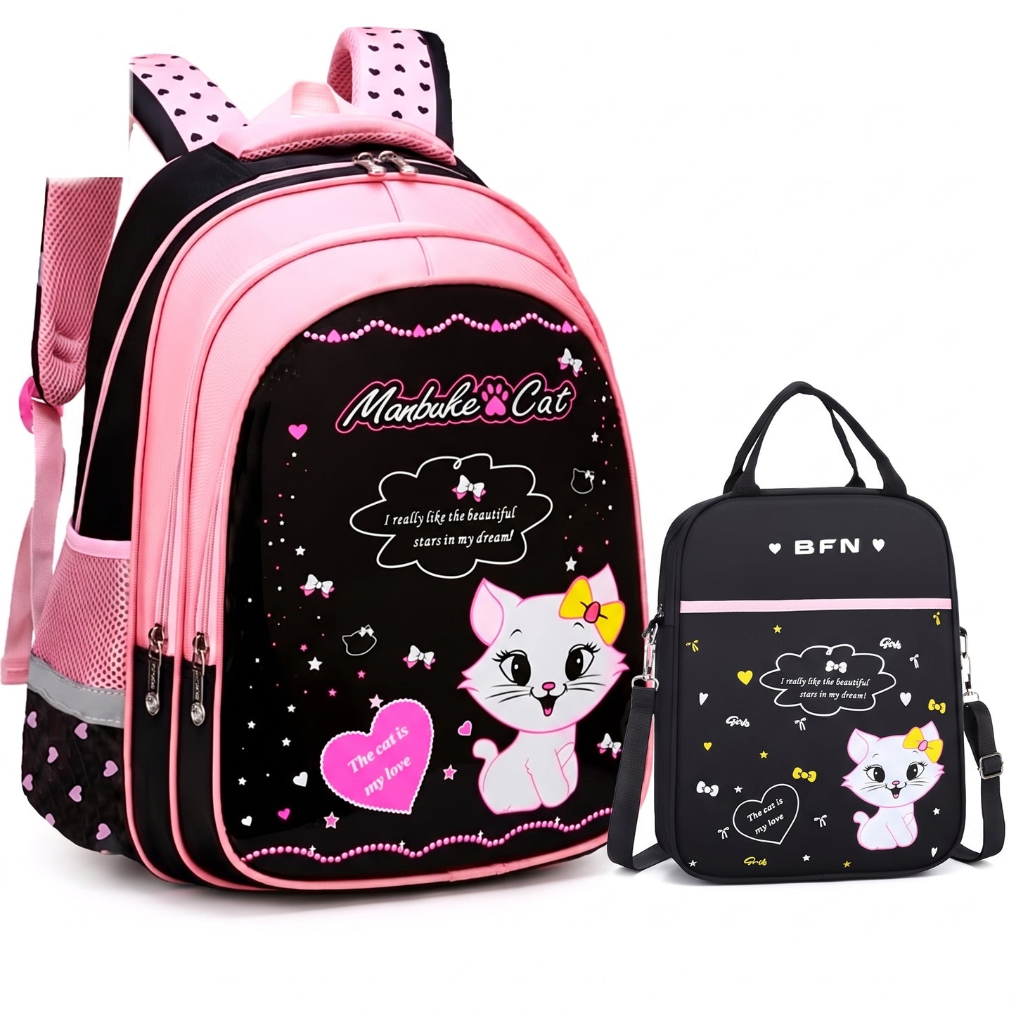 Kids Backpack Childrens School Bag kpop girls Cat Set - Image 5