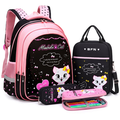 Kids Backpack Childrens School Bag kpop girls Cat Set - Image 6