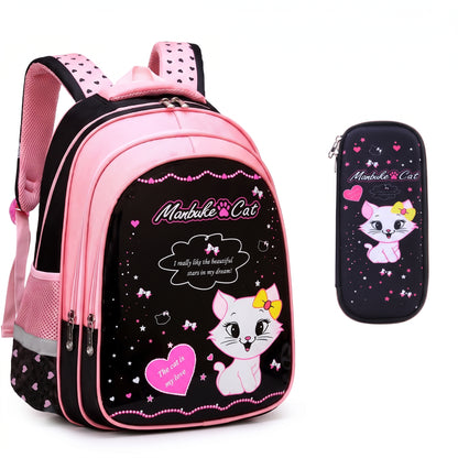 School Bag Cat Print Backpack Lunch Pencil Cases kpop girls - Image 18