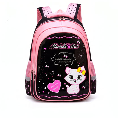 Backpack School Bag Girls Pink Black Cat Print - Image 16