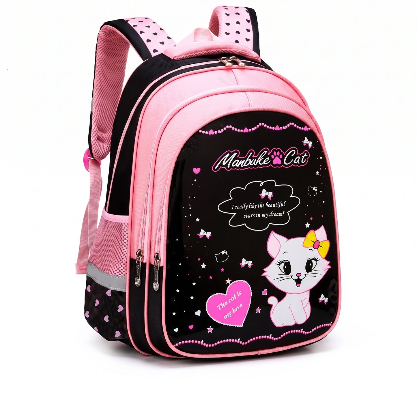 School Bag Cat Print Backpack Lunch Pencil Cases kpop girls - Image 16