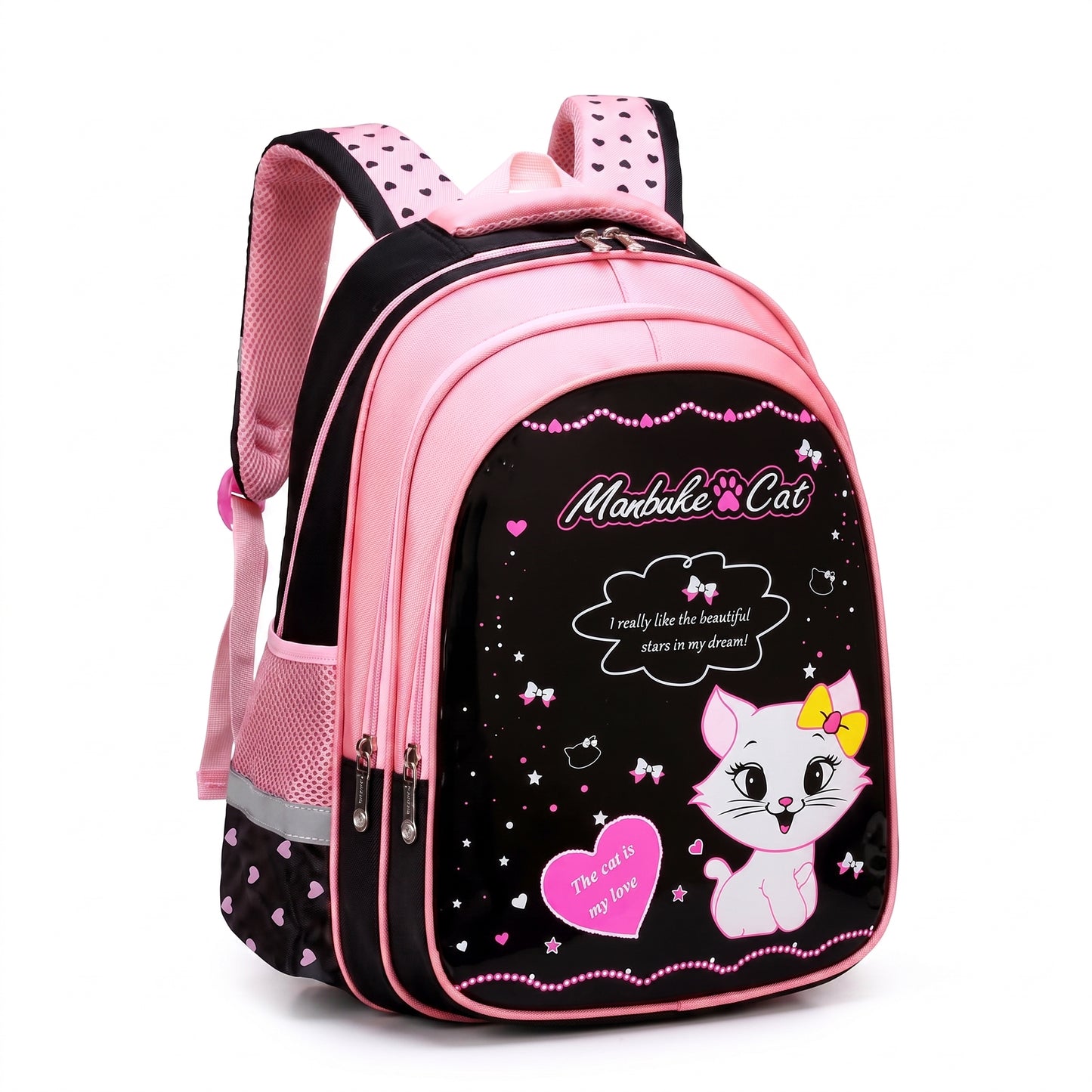 School Bag Cat Print Backpack Lunch Pencil Cases kpop girls - Image 12