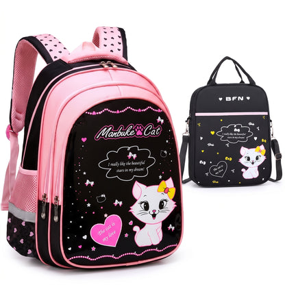 School Bag Cat Print Backpack Lunch Pencil Cases kpop girls - Image 9