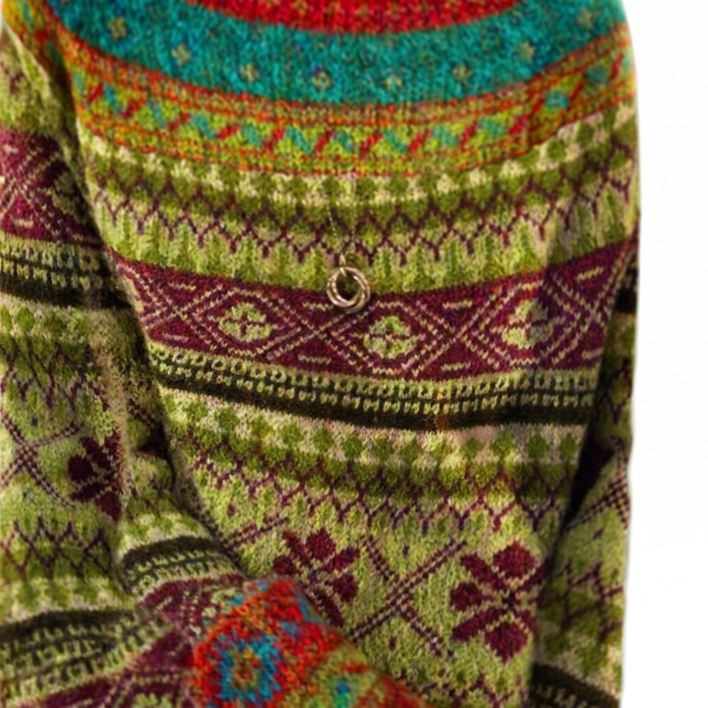 Knit Sweater Women's Pullover Vintage Patterned Long Sleeve - detail