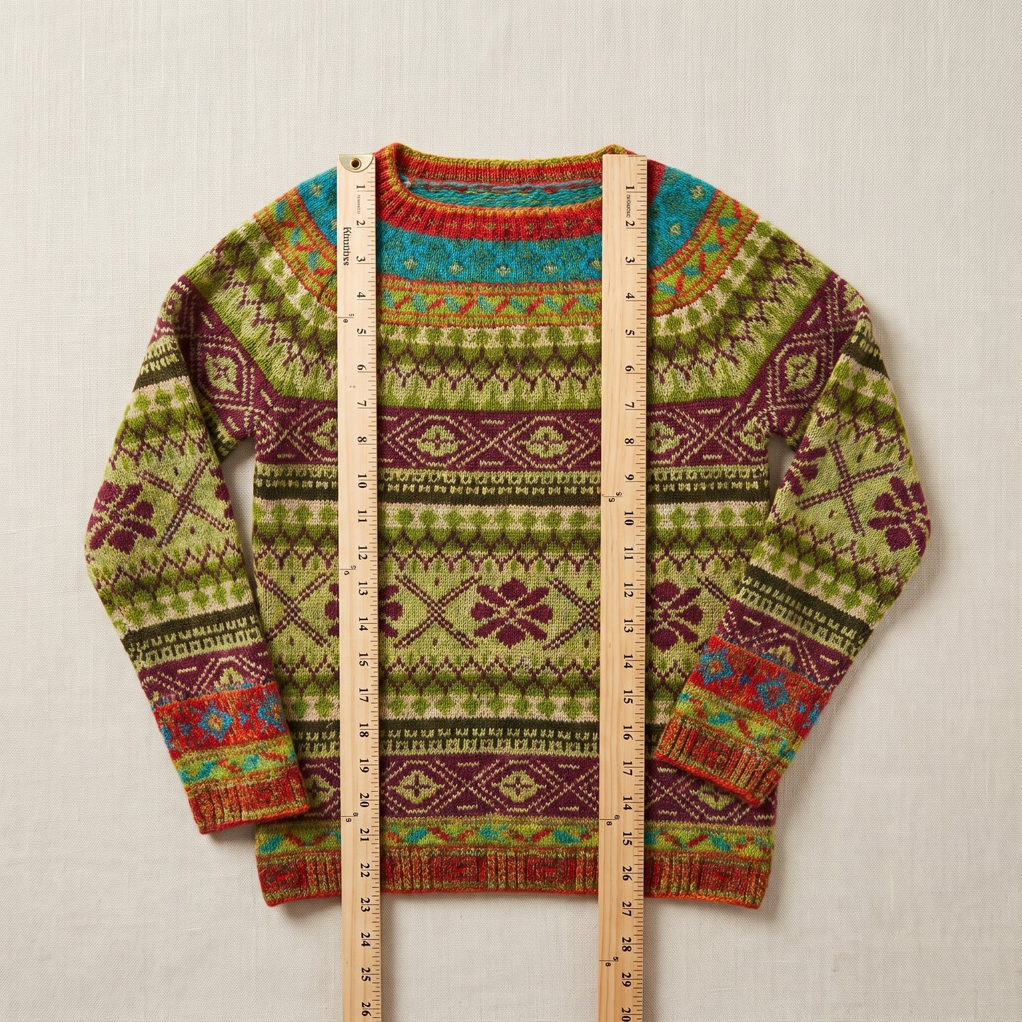 Knit Sweater Women's Pullover Vintage Patterned Long Sleeve - scale
