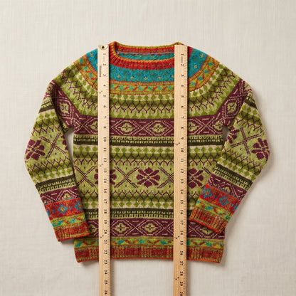 Knit Sweater Women's Pullover Vintage Patterned Long Sleeve - scale
