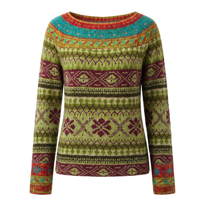 Knit Sweater Women's Pullover Vintage Patterned Long Sleeve - studio