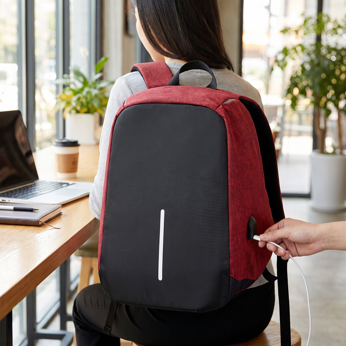 Backpack Laptop Bag Commuter Anti-Theft USB Charging Water Resistant - hero