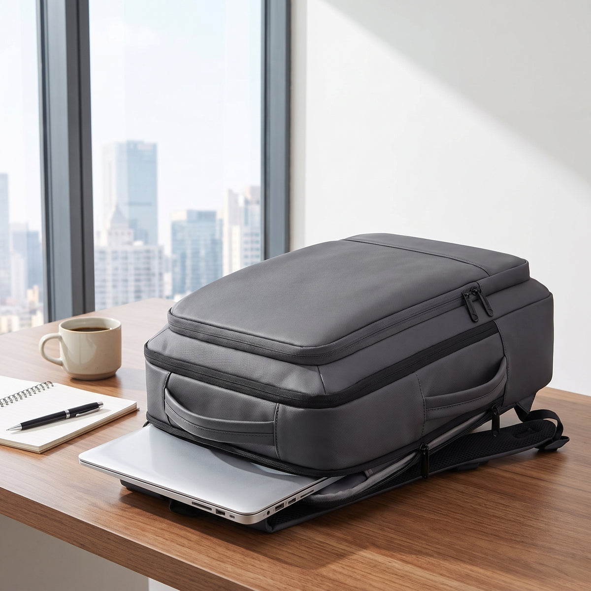 Laptop Backpack with Supportive Padded Design and Zippered Compartments - in-use