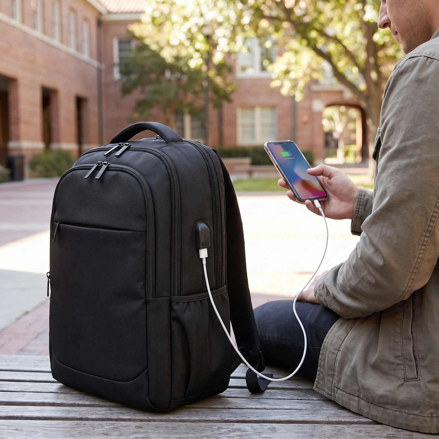 Backpack Laptop Bag USB Charging Work Commuter - in-use