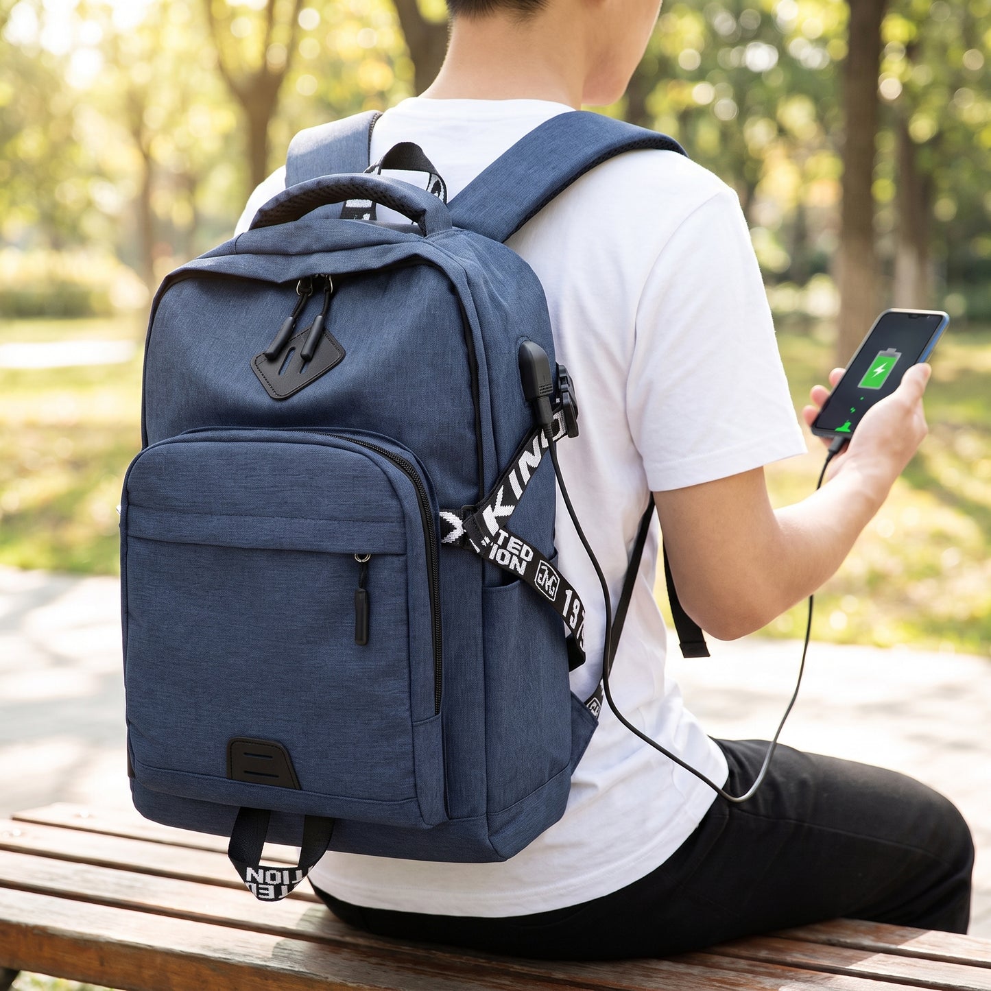 Backpack Laptop Bag USB Charging Work Commuter - in-use