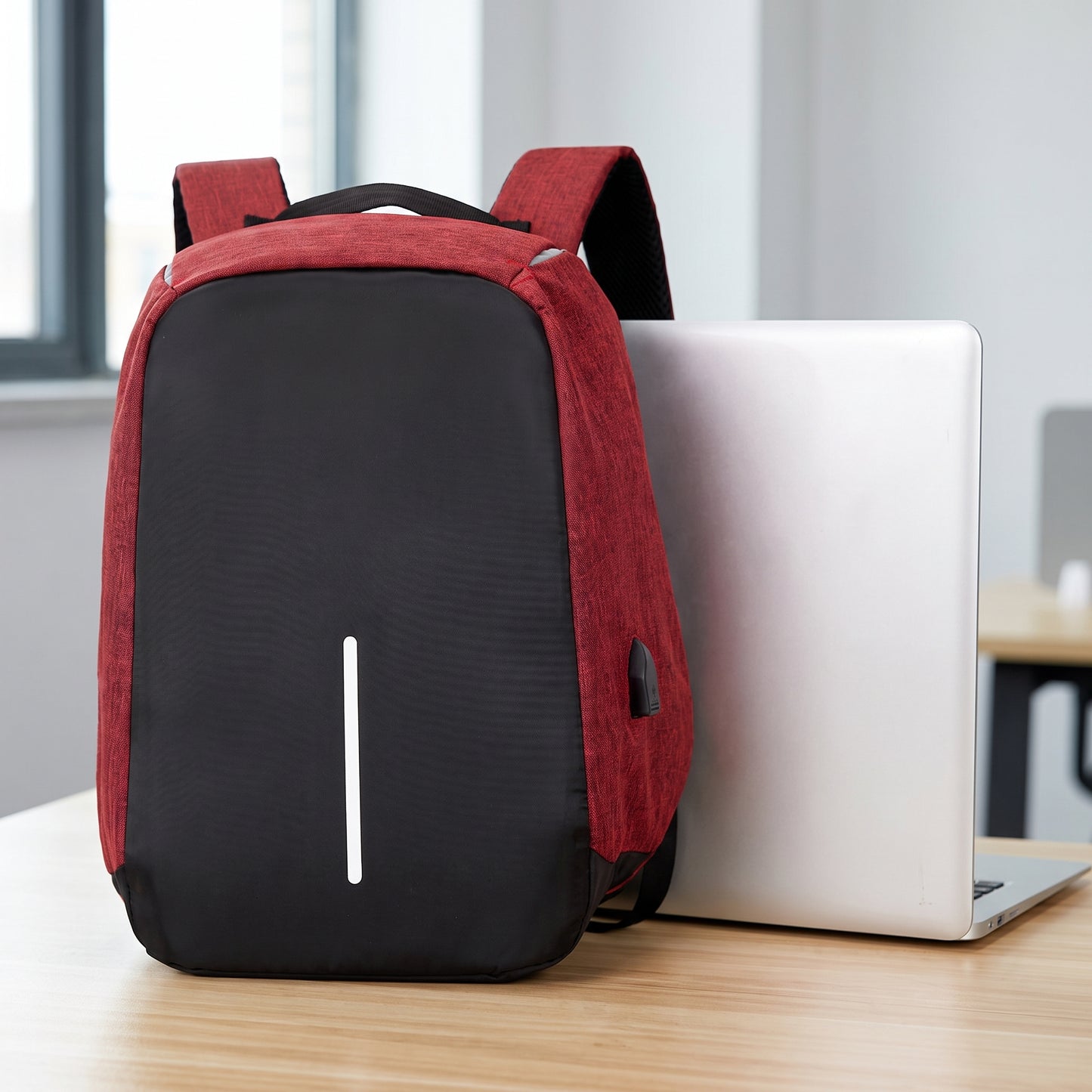 Backpack Laptop Bag Commuter Anti-Theft USB Charging Water Resistant - scale