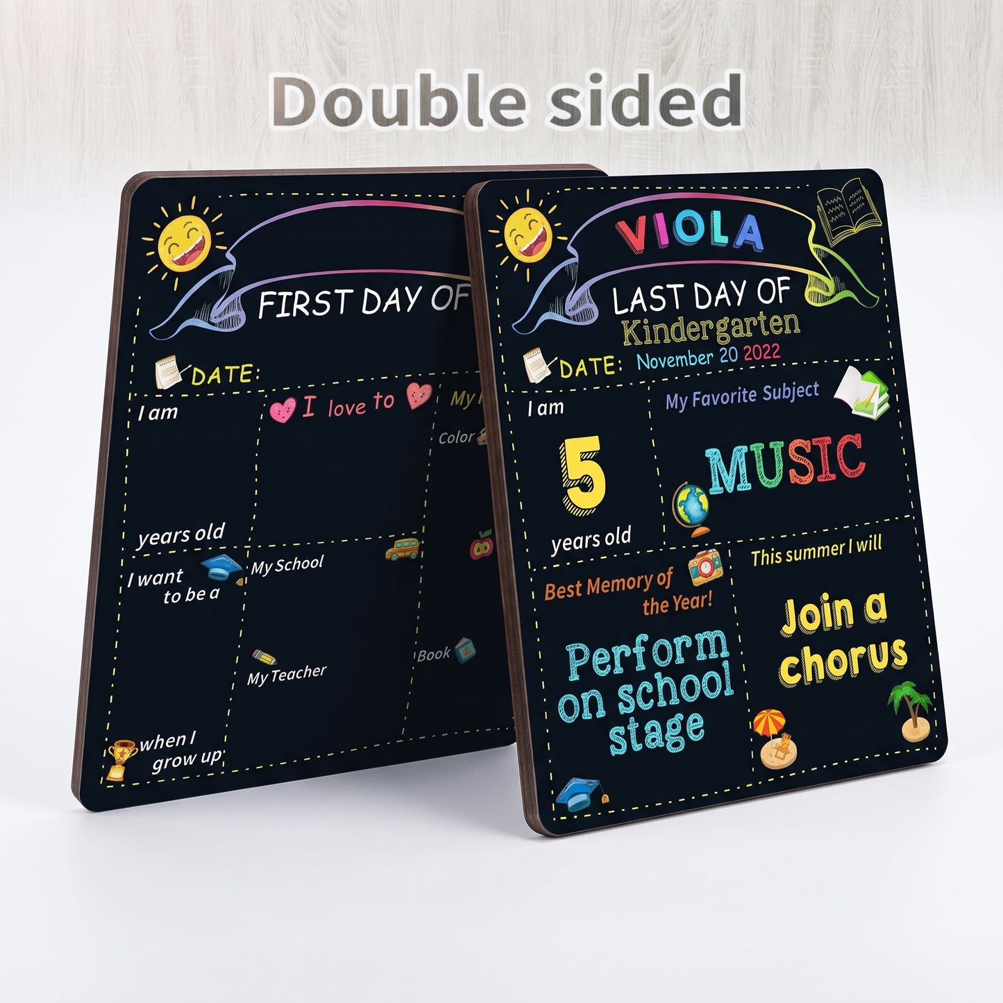 Last Day First Doublesided School Milestone Erasable Board - studio