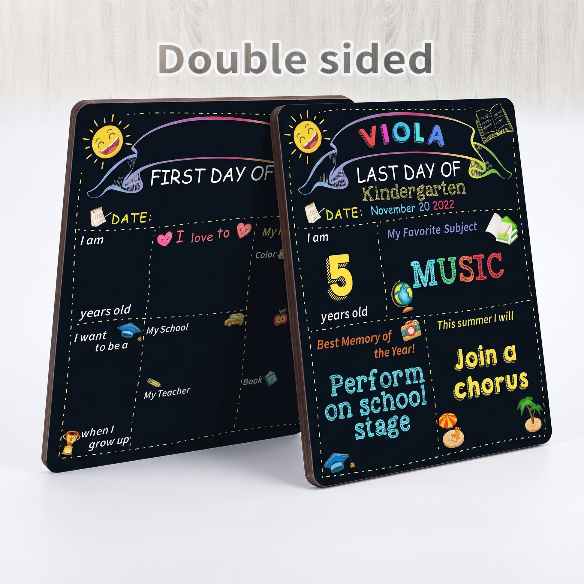 Last Day First Doublesided School Milestone Erasable Board - studio