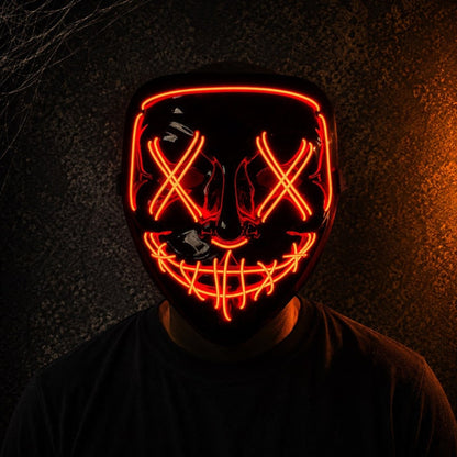 LED Lighting Mask Halloween Red Glow Horror Plastic - Image 2