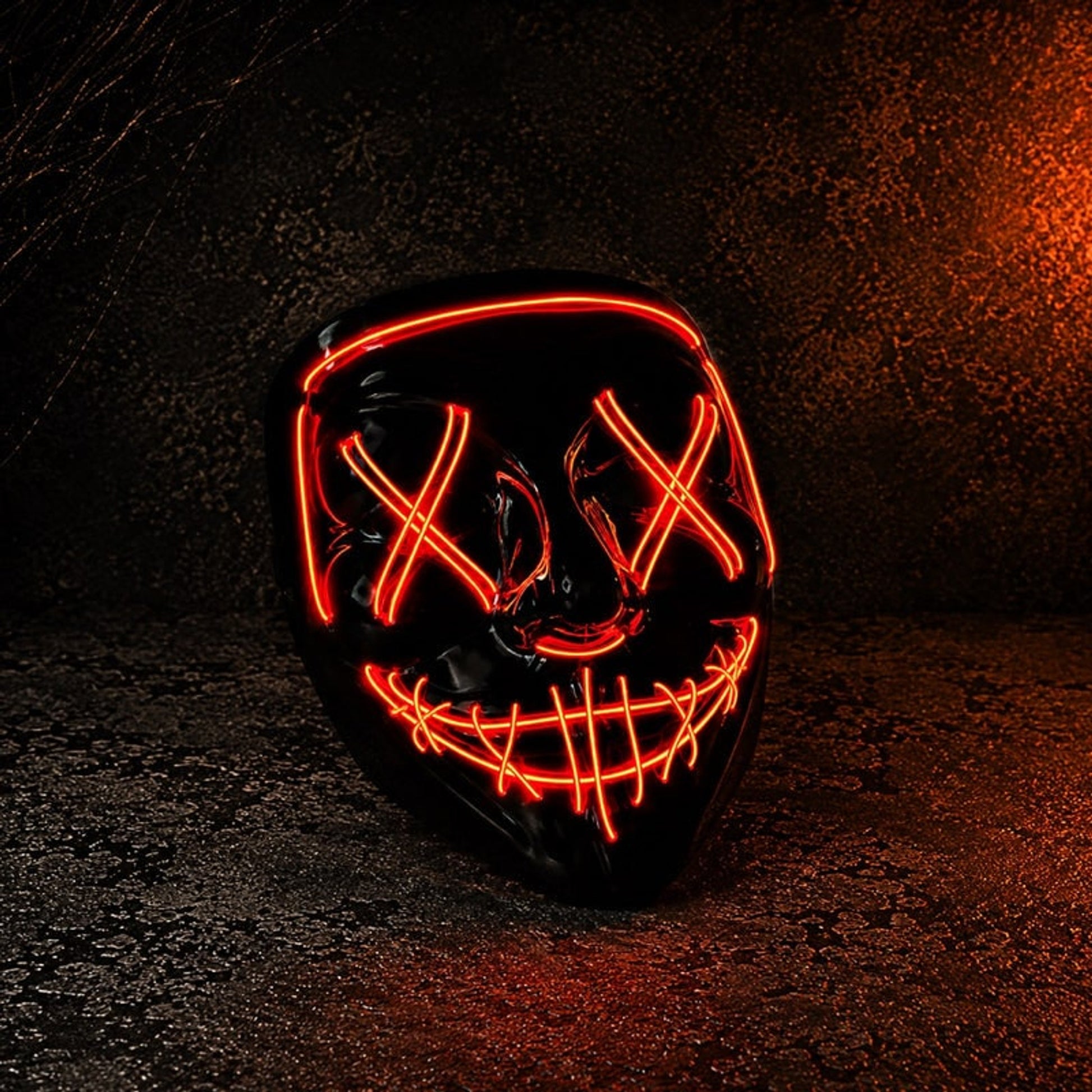 LED Lighting Mask Halloween Red Glow Horror Plastic - Image 3