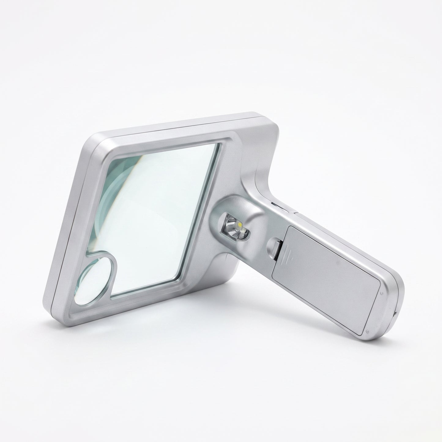 Credit Card Portable LED Magnifier Reading Bright Silver - angle