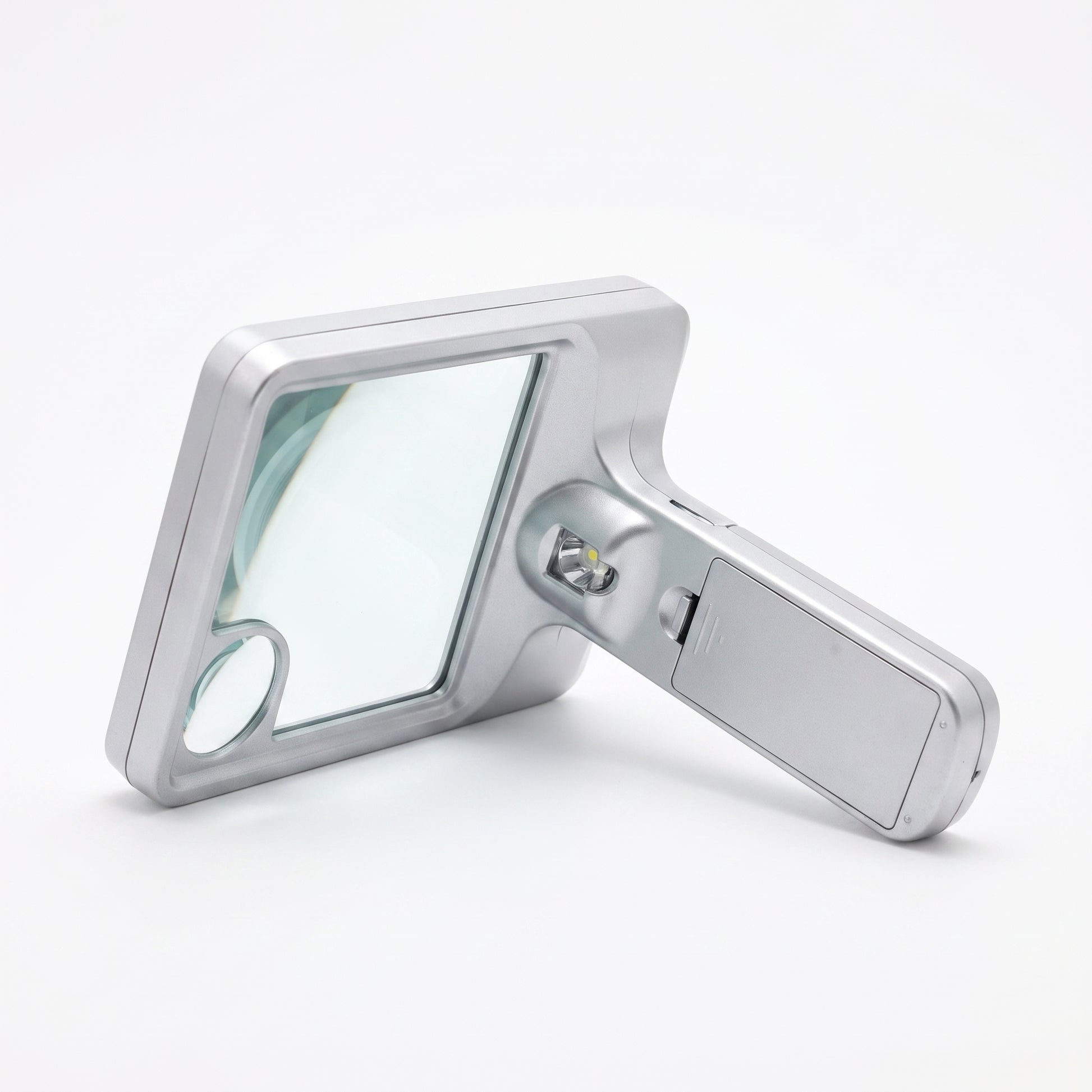 Credit Card Portable LED Magnifier Reading Bright Silver - angle