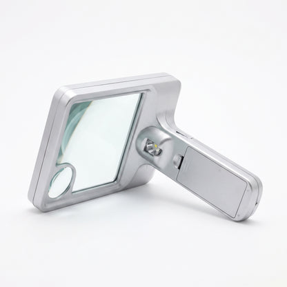 Credit Card Portable LED Magnifier Reading Bright Silver - angle
