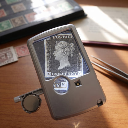 Credit Card Portable LED Magnifier Reading Bright Silver - hero