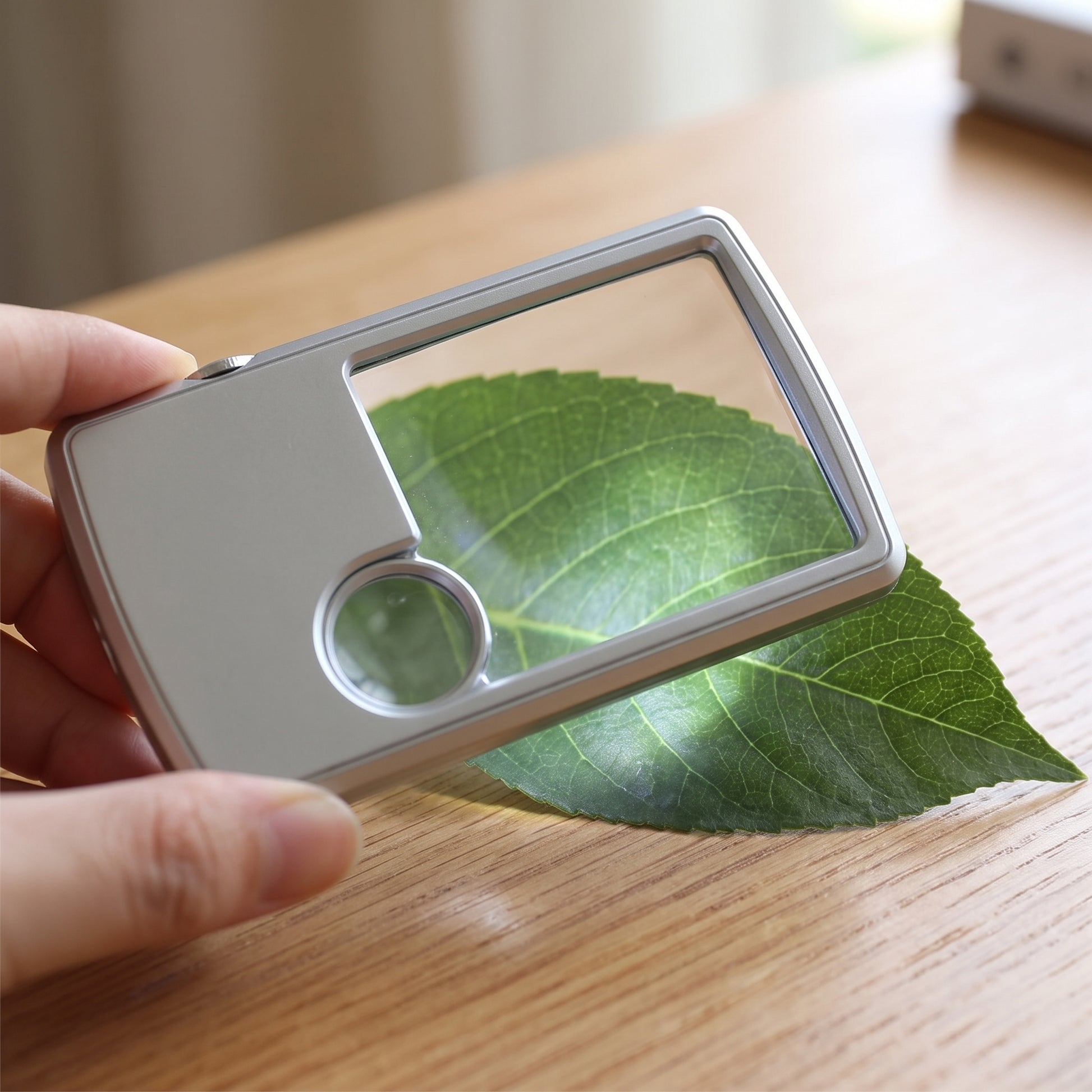 Credit Card Portable LED Magnifier Reading Bright Silver - Image 1