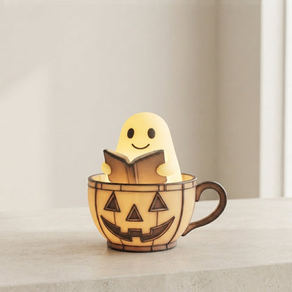 Lighted Ghost Halloween Night Light With Stained-Glass-Style Glow Battery-Operated Decorative Figurine For Indoor Use - Image 1