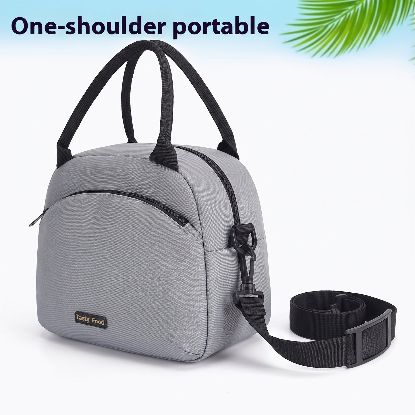 Lunch Bag School Insulated Portable Zippered Shoulder - angle