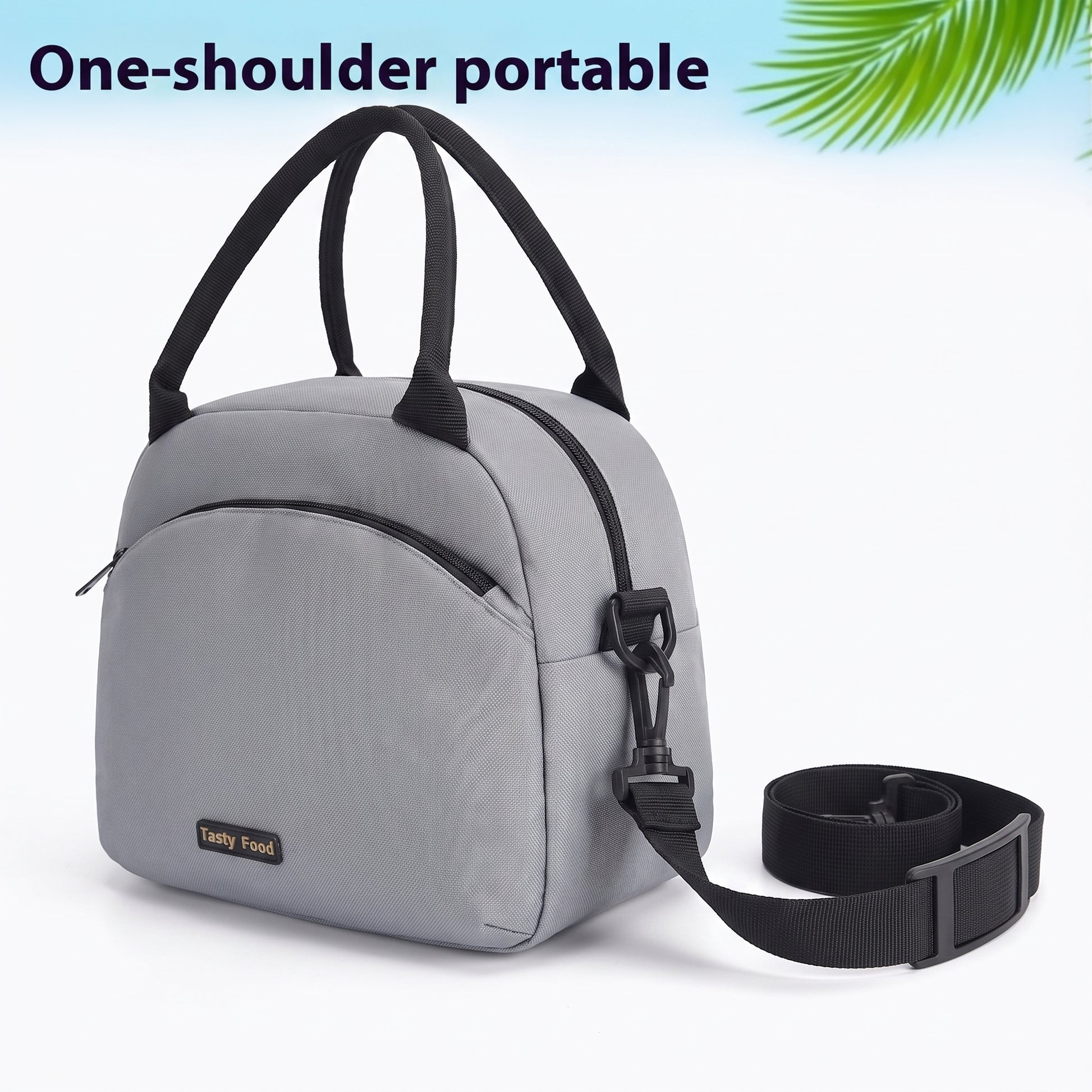 Lunch Bag School Insulated Portable Zippered Shoulder - angle