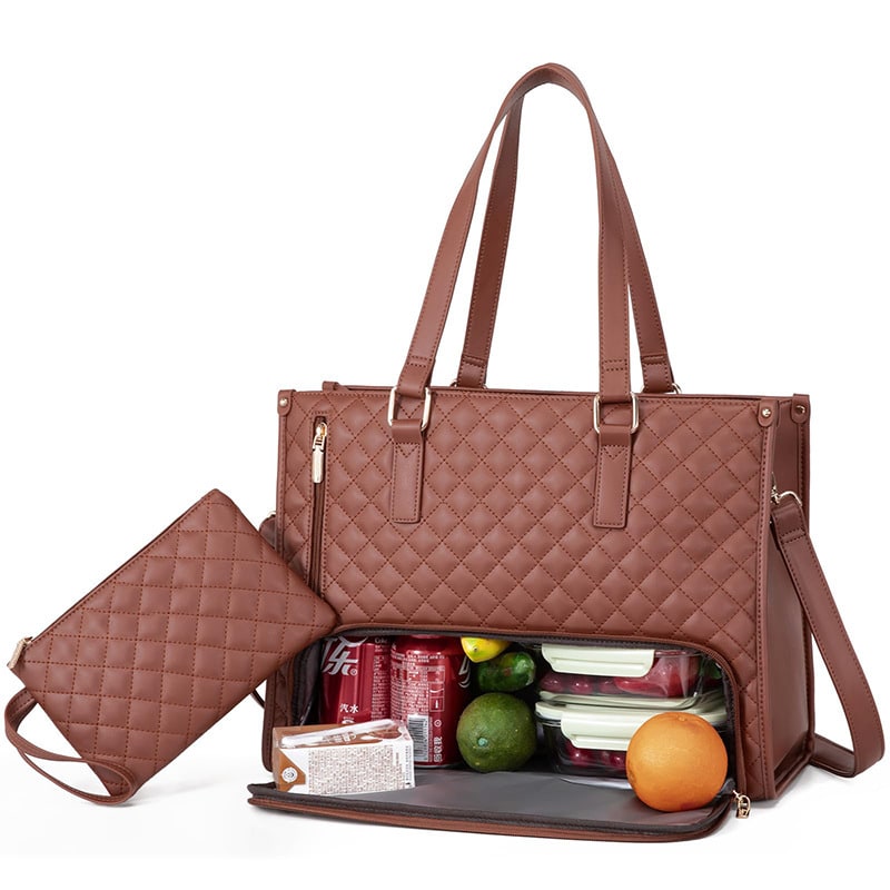 Lunch Bag Quilted Tote Insulated Compartment Work - Image 5