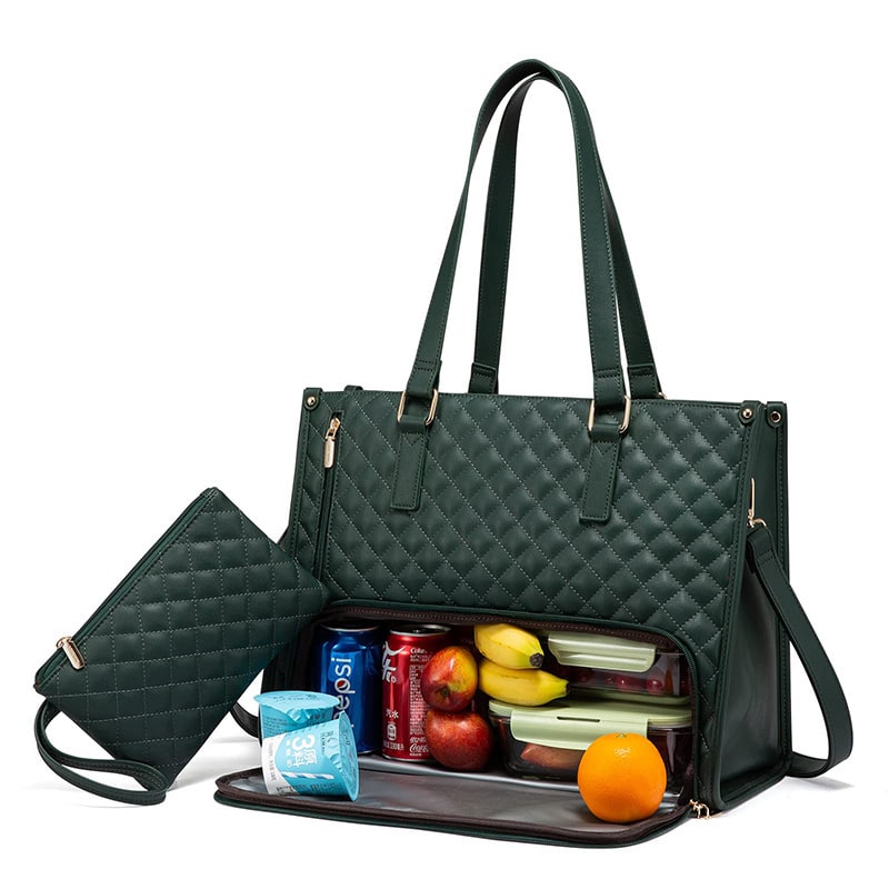 Lunch Bag Quilted Tote Insulated Compartment Work - Image 8