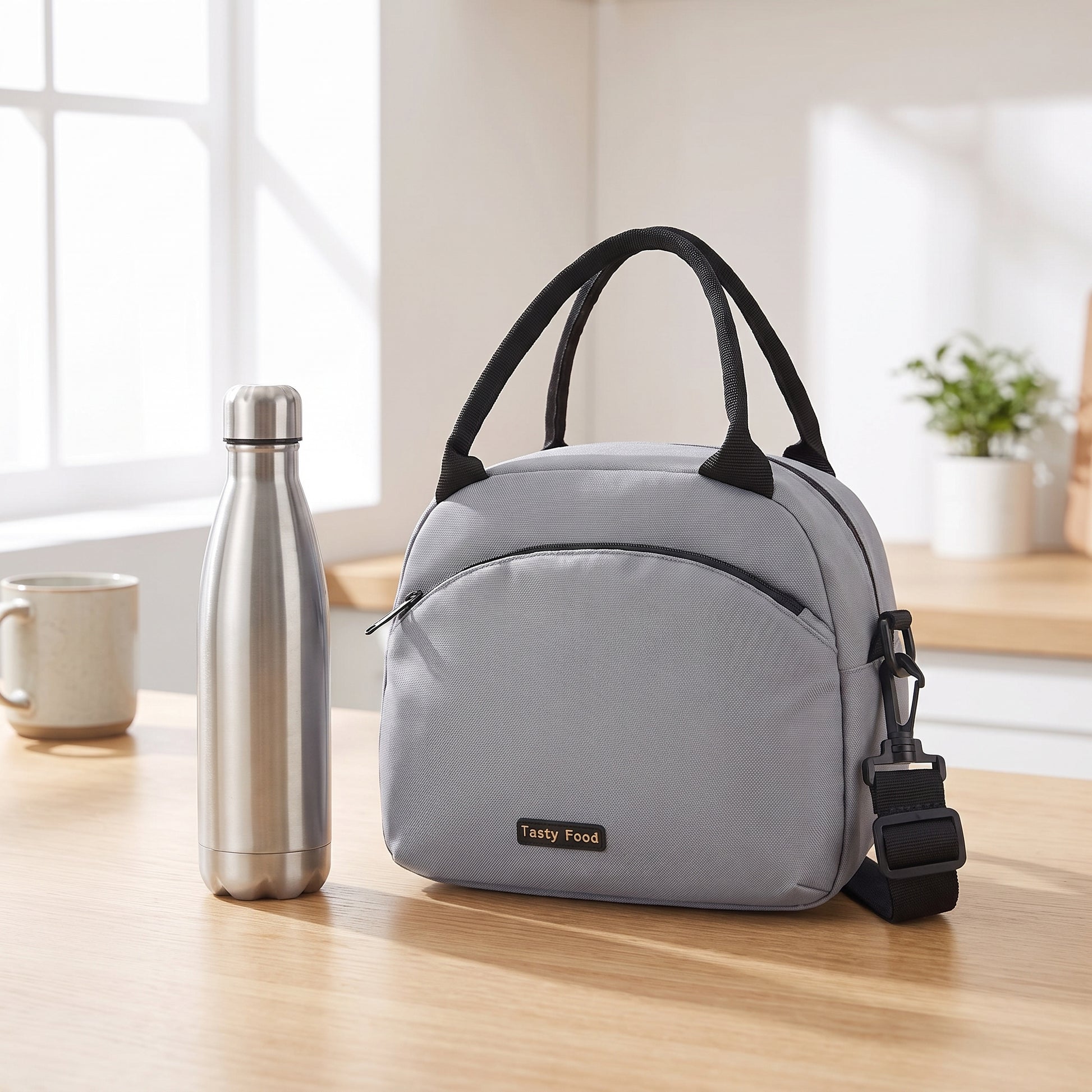 Lunch Bag School Insulated Portable Zippered Shoulder - scale