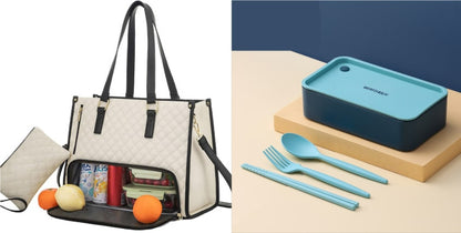 Lunch Bag Tote for Work Quilted Insulated Laptop - Image 13