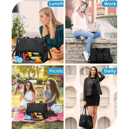 Lunch Bag Tote for Work Quilted Insulated Laptop - Image 4